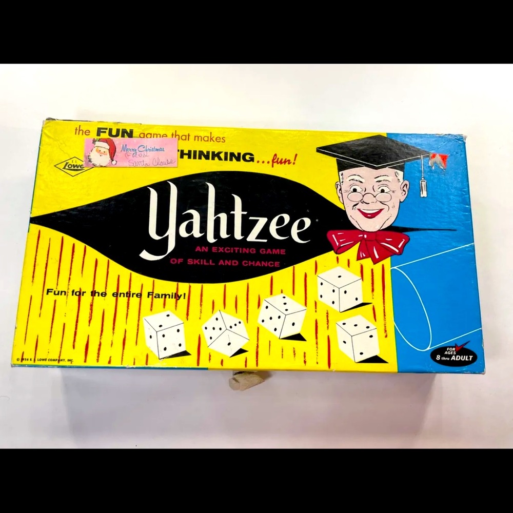 Rare Vintage Yahtzee 1956 1961 1967 Lowe Game w Original pieces and dice
